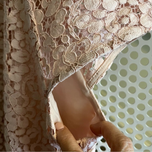 VGUC Zara Lace look Pink Vee Neck Dress Size Large - Picture 5 of 9